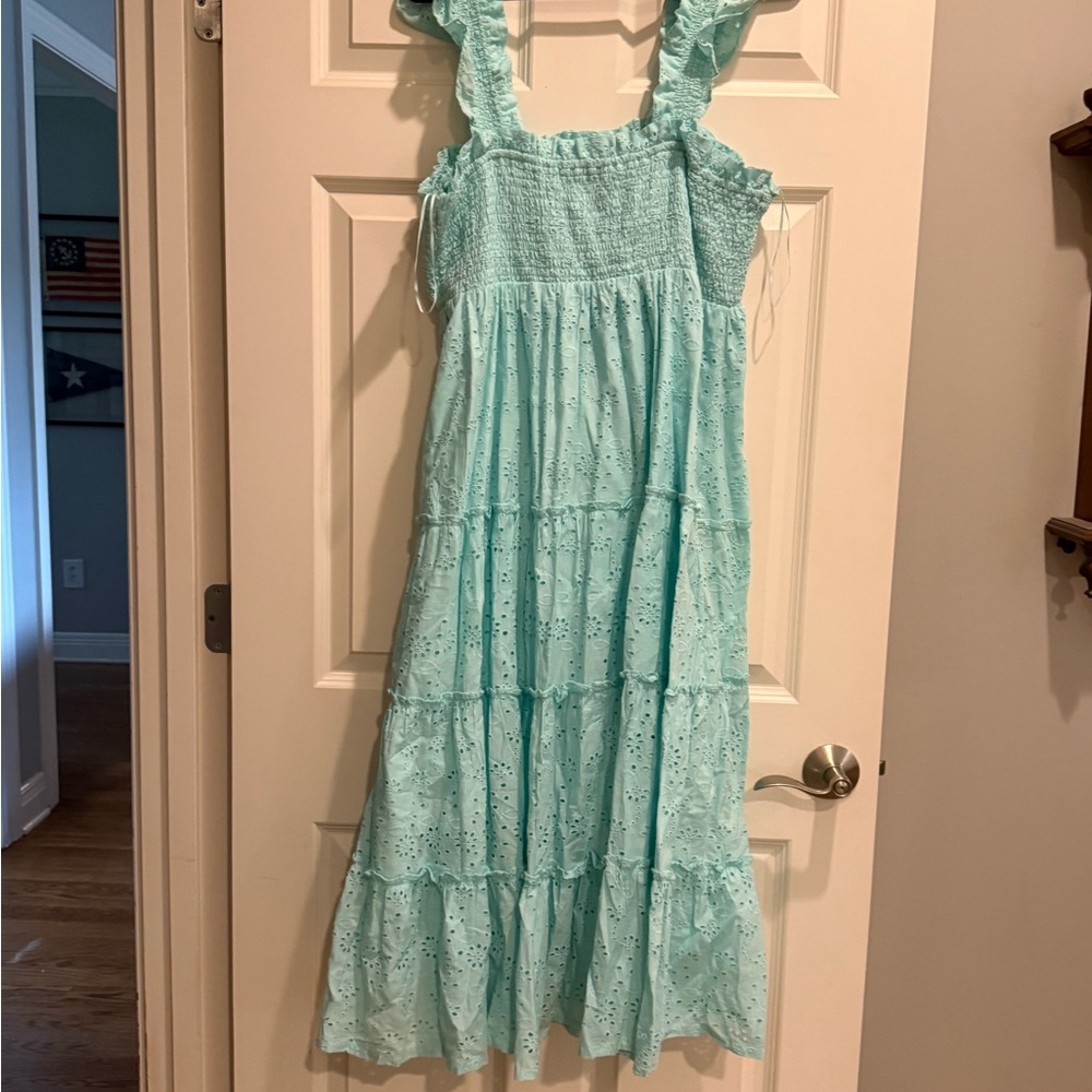 Aqua Blue Eyelet Sundress